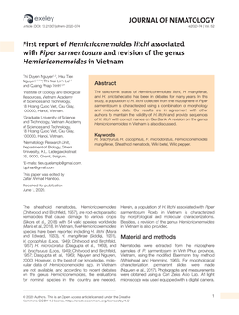 JOURNAL of NEMATOLOGY First Report of Hemicriconemoides Litchi