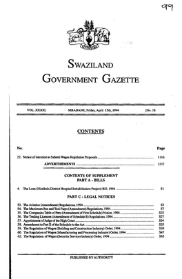 A" Swaziland (Government Gazette