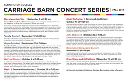 Carriage Barn Concert Series Fall 2017