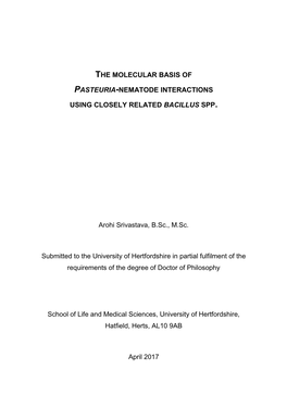 The Molecular Basis of Pasteuria-Nematode