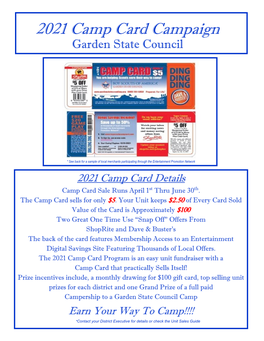 2021 Camp Card Campaign Garden State Council