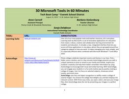 30 Microsoft Tools in 60 Minutes Tech Boot Camp ~ Everett School District August 15, 2013 ~ H