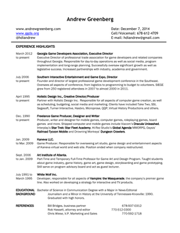 Andrew Greenberg CV