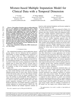 Mixture-Based Multiple Imputation Model for Clinical Data with a Temporal Dimension