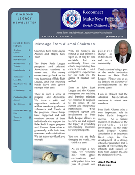 Message from Alumni Chairman ISSUE