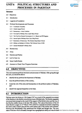 Unit 6 Political Structures and Processes .In Pakistan