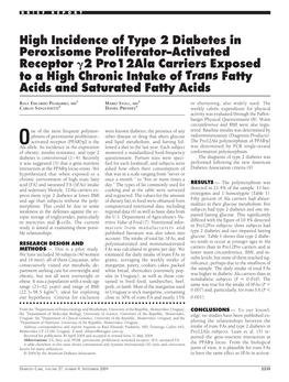 High Incidence of Type 2 Diabetes in Peroxisome Proliferator–Activated