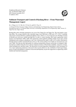 Sediment Transport and Control of Keelung River – from Watershed Management Aspect