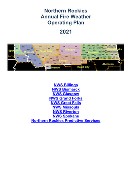 Northern Rockies Annual Fire Weather Operating Plan