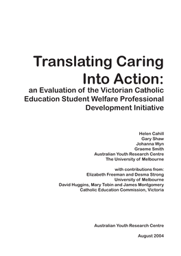 Translating Caring Into Action: an Evaluation of the Victorian Catholic Education Student Welfare Professional Development Initiative