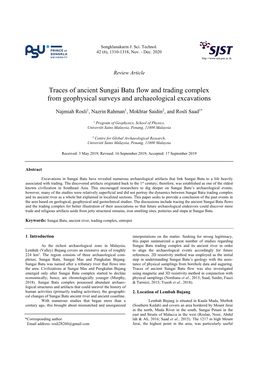 Traces of Ancient Sungai Batu Flow and Trading Complex from Geophysical Surveys and Archaeological Excavations