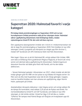 Superettan 2020: Halmstad Favorit I Varje Kategori