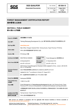 Sgs Qualifor Forest Management Certification