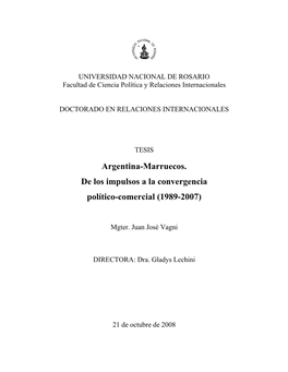 Argentina-Marruecos. De Los Impulsos a La Convergencia Político-Comercial (1989-2007)