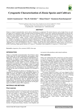 Cytogenetic Characterization of Zinnia Species and Cultivars