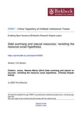 Debt Overhang and Natural Resources: Revisiting the Resource Curse Hypothesis