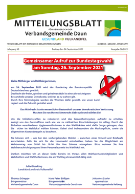 Mitteilungsblatt Für Den Bereich Der Verbandsgemeinde Daun Gesundland Vulkaneifel Wochenblatt Mit Amtlichen Bekanntmachungen Modern