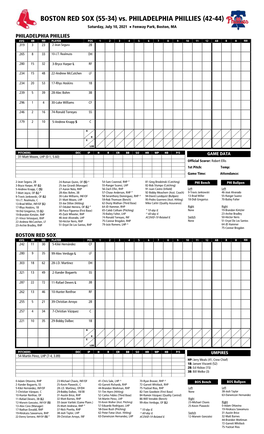 Today's Starting Lineups