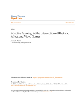 At the Intersection of Rhetoric, Affect, and Video Games Joshua A