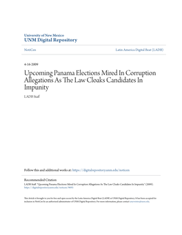 Upcoming Panama Elections Mired in Corruption Allegations As the Law Cloaks Candidates in Impunity LADB Staff