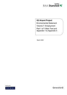 G2 Airport Project Environmental Statement Volume 7: Employment Part 1 of 1 Main Text and Appendix 1 to Appendix 4