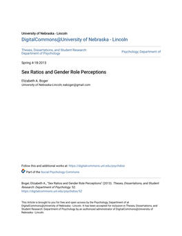 Sex Ratios and Gender Role Perceptions