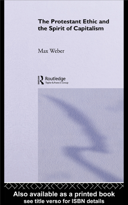 The Protestant Ethic and the Spirit of Capitalism by Max Weber