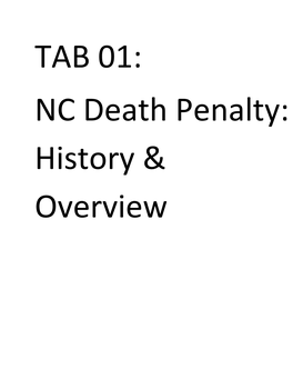 TAB 01: NC Death Penalty: History & Overview