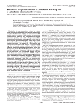 Latrotoxin Binding and ␣-Latrotoxin-Stimulated Secretion a STUDY with CALCIUM-INDEPENDENT RECEPTOR of ␣-LATROTOXIN (CIRL) DELETION MUTANTS*