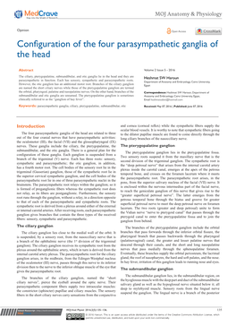 Configuration of the Four Parasympathetic Ganglia of the Head