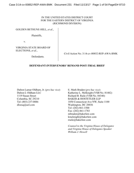 Defendant-Intervenors' Remand Post-Trial Brief