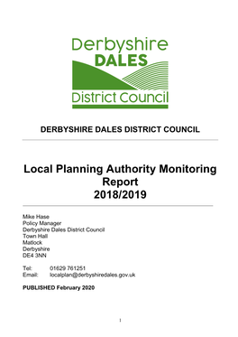 Local Planning Authority Monitoring Report 2018/2019