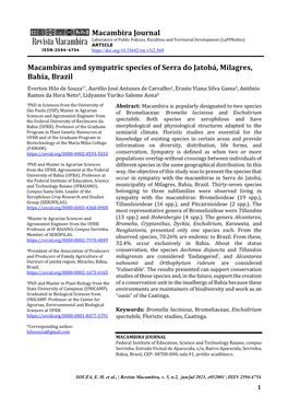 Macambira Journal Laboratory of Public Policies, Ruralities and Territorial Development (Lapprudes) ARTICLE