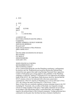 I Lei R3-00M a SURVEY of RACE RELATIONS in SOUTH