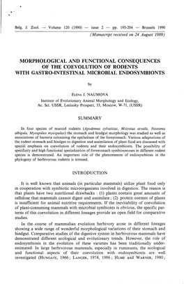 Morphological and Functional Consequences of the Coevolution of Rodents with Gastro-Intestinal Microbial Endosymbionts