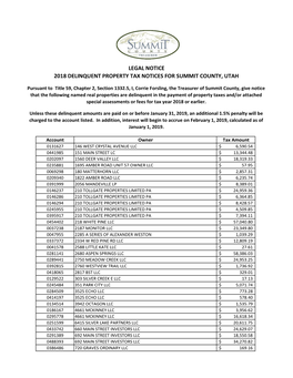 2018 Delinquent Tax Public Posting.Xlsx