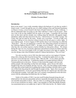 Civil Rights and Civil Unrest, the Road to Equality in the Streets of America