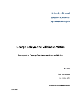 George Boleyn, the Villainous Victim