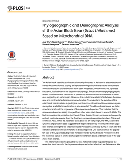 (Ursus Thibetanus) Based on Mitochondrial DNA