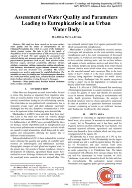 Assessment of Water Quality and Parameters Leading to Eutrophication in an Urban Water Body