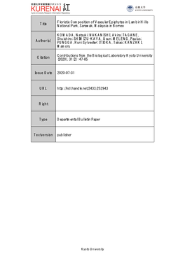 Floristic Composition of Vascular Epiphytes in Lambir Hills Title National Park, Sarawak, Malaysia in Borneo