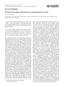 Research Highlight Microbes in the Water Infrastructure: Underpinning Our Society