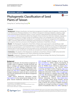 Phylogenetic Classification of Seed Plants of Taiwan