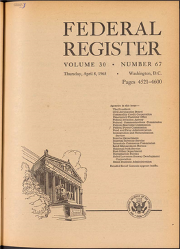 Federal Register Volume 30 • Number 67