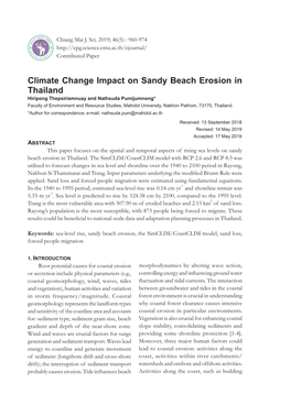 Climate Change Impact on Sandy Beach Erosion in Thailand