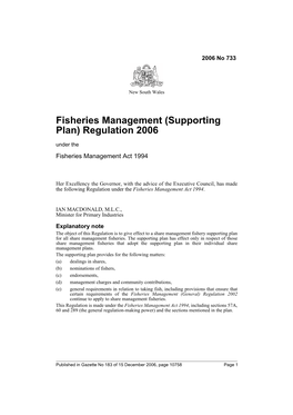 Fisheries Management (Supporting Plan) Regulation\ 2006