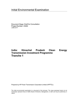 Draft IEE: India: Himachal Pradesh Clean