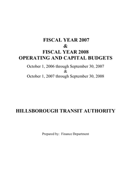 Fiscal Year 2007 & Fiscal Year 2008 Operating and Capital