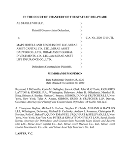 AB STABLE VIII LLC, ) ) Plaintiff/Counterclaim-Defendant, ) ) V