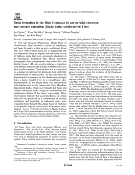 Basin Formation in the High Himalaya by Arc-Parallel Extension and Tectonic Damming: Zhada Basin, Southwestern Tibet